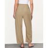 imageGRAPENT Linen Pants Women Wide Leg High Waisted Cropped Barrel Pull On Smocked Elastic Waist Summer Pants with PocketsAlmond