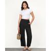 imageGRAPENT Linen Pants Women Wide Leg High Waisted Cropped Barrel Pull On Smocked Elastic Waist Summer Pants with PocketsBlack