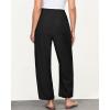 imageGRAPENT Linen Pants Women Wide Leg High Waisted Cropped Barrel Pull On Smocked Elastic Waist Summer Pants with PocketsBlack
