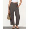 imageGRAPENT Linen Pants Women Wide Leg High Waisted Cropped Barrel Pull On Smocked Elastic Waist Summer Pants with PocketsCoffee Brown