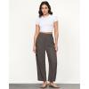 imageGRAPENT Linen Pants Women Wide Leg High Waisted Cropped Barrel Pull On Smocked Elastic Waist Summer Pants with PocketsCoffee Brown