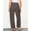 imageGRAPENT Linen Pants Women Wide Leg High Waisted Cropped Barrel Pull On Smocked Elastic Waist Summer Pants with PocketsCoffee Brown