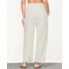 imageGRAPENT Linen Pants Women Wide Leg High Waisted Cropped Barrel Pull On Smocked Elastic Waist Summer Pants with PocketsCream White