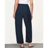 imageGRAPENT Linen Pants Women Wide Leg High Waisted Cropped Barrel Pull On Smocked Elastic Waist Summer Pants with PocketsDark Blue