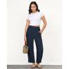 imageGRAPENT Linen Pants Women Wide Leg High Waisted Cropped Barrel Pull On Smocked Elastic Waist Summer Pants with PocketsDark Blue
