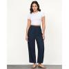 imageGRAPENT Linen Pants Women Wide Leg High Waisted Cropped Barrel Pull On Smocked Elastic Waist Summer Pants with PocketsDark Blue