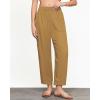 imageGRAPENT Linen Pants Women Wide Leg High Waisted Cropped Barrel Pull On Smocked Elastic Waist Summer Pants with PocketsGolden Brown