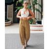 imageGRAPENT Linen Pants Women Wide Leg High Waisted Cropped Barrel Pull On Smocked Elastic Waist Summer Pants with PocketsGolden Brown