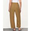 imageGRAPENT Linen Pants Women Wide Leg High Waisted Cropped Barrel Pull On Smocked Elastic Waist Summer Pants with PocketsGolden Brown