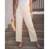 imageGRAPENT Linen Pants Women Wide Leg High Waisted Cropped Barrel Pull On Smocked Elastic Waist Summer Pants with PocketsLight Beige
