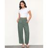 imageGRAPENT Linen Pants Women Wide Leg High Waisted Cropped Barrel Pull On Smocked Elastic Waist Summer Pants with PocketsOlive Green