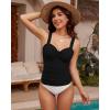 imageGRAPENT Tankini Tops for Women Twist Knot Ruched Swimsuits Beach Padded Adjustable Straps Modest Swimwear Swim Tops OnlyBlack