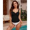 imageGRAPENT Tankini Tops for Women Twist Knot Ruched Swimsuits Beach Padded Adjustable Straps Modest Swimwear Swim Tops OnlyBlack