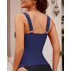 imageGRAPENT Tankini Tops for Women Twist Knot Ruched Swimsuits Beach Padded Adjustable Straps Modest Swimwear Swim Tops OnlyNavy Blue