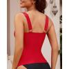 imageGRAPENT Tankini Tops for Women Twist Knot Ruched Swimsuits Beach Padded Adjustable Straps Modest Swimwear Swim Tops OnlyRed