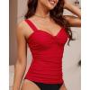 imageGRAPENT Tankini Tops for Women Twist Knot Ruched Swimsuits Beach Padded Adjustable Straps Modest Swimwear Swim Tops OnlyRed