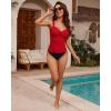 imageGRAPENT Tankini Tops for Women Twist Knot Ruched Swimsuits Beach Padded Adjustable Straps Modest Swimwear Swim Tops OnlyRed