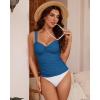 imageGRAPENT Tankini Tops for Women Twist Knot Ruched Swimsuits Beach Padded Adjustable Straps Modest Swimwear Swim Tops OnlySailor Blue