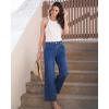 imageGRAPENT Wide Leg Jeans for Women Trendy Cropped High Waisted Front Yoke Casual Stretchy Denim Trousers Ankle Pants JeansClassic Blue