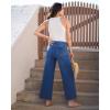 imageGRAPENT Wide Leg Jeans for Women Trendy Cropped High Waisted Front Yoke Casual Stretchy Denim Trousers Ankle Pants JeansClassic Blue