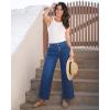 imageGRAPENT Wide Leg Jeans for Women Trendy Cropped High Waisted Front Yoke Casual Stretchy Denim Trousers Ankle Pants JeansClassic Blue