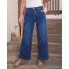 imageGRAPENT Wide Leg Jeans for Women Trendy Cropped High Waisted Front Yoke Casual Stretchy Denim Trousers Ankle Pants JeansClassic Blue