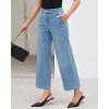 imageGRAPENT Wide Leg Jeans for Women Trendy Cropped High Waisted Front Yoke Casual Stretchy Denim Trousers Ankle Pants JeansCody Blue