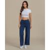 imageGRAPENT Wide Leg Jeans for Women Trendy Cropped High Waisted Front Yoke Casual Stretchy Denim Trousers Ankle Pants JeansDarkness Blue