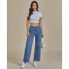 imageGRAPENT Wide Leg Jeans for Women Trendy Cropped High Waisted Front Yoke Casual Stretchy Denim Trousers Ankle Pants JeansMedium Blue