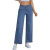 imageGRAPENT Wide Leg Jeans for Women Trendy Cropped High Waisted Front Yoke Casual Stretchy Denim Trousers Ankle Pants JeansMedium Blue