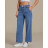imageGRAPENT Wide Leg Jeans for Women Trendy Cropped High Waisted Front Yoke Casual Stretchy Denim Trousers Ankle Pants JeansMedium Blue