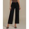imageGRAPENT Wide Leg Jeans for Women Trendy Cropped High Waisted Front Yoke Casual Stretchy Denim Trousers Ankle Pants JeansTrue Black