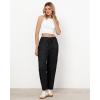 imageGRAPENT Wide Leg Pants Woman Cargo High Waisted Cotton Pull On Elastic Waist Drawstring Baggy Cinch Hem Joggers PantsBlack