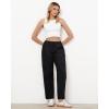 imageGRAPENT Wide Leg Pants Woman Cargo High Waisted Cotton Pull On Elastic Waist Drawstring Baggy Cinch Hem Joggers PantsBlack