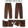 imageGRAPENT Wide Leg Pants Woman Cargo High Waisted Cotton Pull On Elastic Waist Drawstring Baggy Cinch Hem Joggers PantsBrown