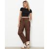 imageGRAPENT Wide Leg Pants Woman Cargo High Waisted Cotton Pull On Elastic Waist Drawstring Baggy Cinch Hem Joggers PantsBrown