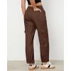 imageGRAPENT Wide Leg Pants Woman Cargo High Waisted Cotton Pull On Elastic Waist Drawstring Baggy Cinch Hem Joggers PantsBrown