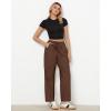 imageGRAPENT Wide Leg Pants Woman Cargo High Waisted Cotton Pull On Elastic Waist Drawstring Baggy Cinch Hem Joggers PantsBrown