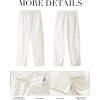 imageGRAPENT Wide Leg Pants Woman Cargo High Waisted Cotton Pull On Elastic Waist Drawstring Baggy Cinch Hem Joggers PantsCream White