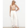 imageGRAPENT Wide Leg Pants Woman Cargo High Waisted Cotton Pull On Elastic Waist Drawstring Baggy Cinch Hem Joggers PantsCream White