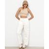 imageGRAPENT Wide Leg Pants Woman Cargo High Waisted Cotton Pull On Elastic Waist Drawstring Baggy Cinch Hem Joggers PantsCream White