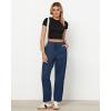 imageGRAPENT Wide Leg Pants Woman Cargo High Waisted Cotton Pull On Elastic Waist Drawstring Baggy Cinch Hem Joggers PantsDark Blue