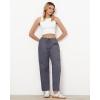 imageGRAPENT Wide Leg Pants Woman Cargo High Waisted Cotton Pull On Elastic Waist Drawstring Baggy Cinch Hem Joggers PantsDark Grey