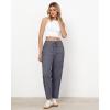 imageGRAPENT Wide Leg Pants Woman Cargo High Waisted Cotton Pull On Elastic Waist Drawstring Baggy Cinch Hem Joggers PantsDark Grey
