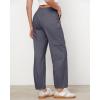 imageGRAPENT Wide Leg Pants Woman Cargo High Waisted Cotton Pull On Elastic Waist Drawstring Baggy Cinch Hem Joggers PantsDark Grey