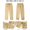 imageGRAPENT Wide Leg Pants Woman Cargo High Waisted Cotton Pull On Elastic Waist Drawstring Baggy Cinch Hem Joggers PantsLight Khaki