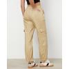 imageGRAPENT Wide Leg Pants Woman Cargo High Waisted Cotton Pull On Elastic Waist Drawstring Baggy Cinch Hem Joggers PantsLight Khaki