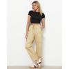 imageGRAPENT Wide Leg Pants Woman Cargo High Waisted Cotton Pull On Elastic Waist Drawstring Baggy Cinch Hem Joggers PantsLight Khaki