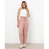imageGRAPENT Wide Leg Pants Woman Cargo High Waisted Cotton Pull On Elastic Waist Drawstring Baggy Cinch Hem Joggers PantsMisty Rose