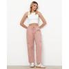 imageGRAPENT Wide Leg Pants Woman Cargo High Waisted Cotton Pull On Elastic Waist Drawstring Baggy Cinch Hem Joggers PantsMisty Rose